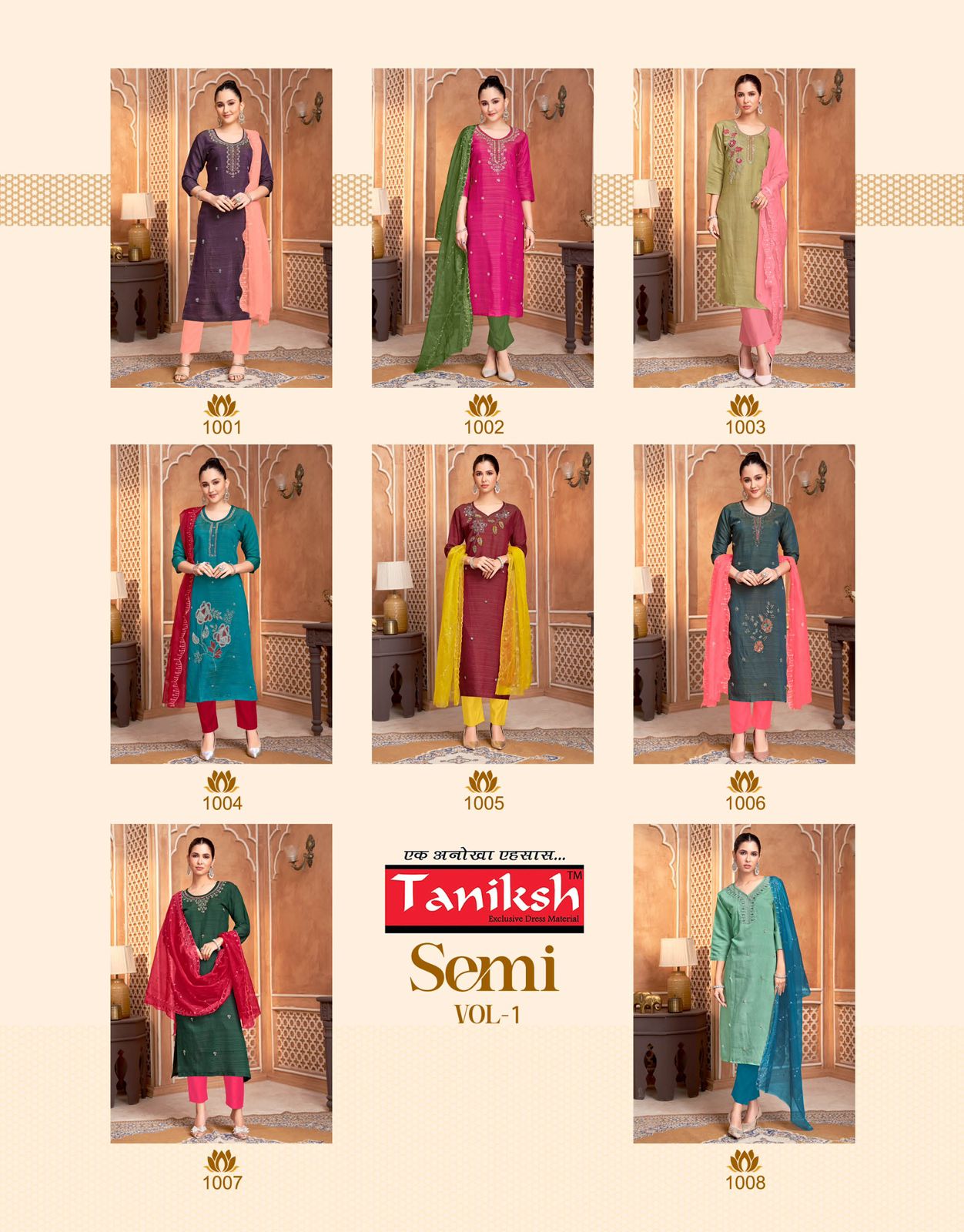 Semi Vol 1 Taniksh Vertican Readymade Pant Style Suits Wholesaler Ahmedabad