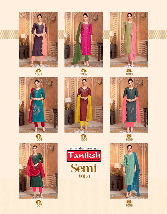 Semi Vol 1 Taniksh Vertican Readymade Pant Style Suits Wholesaler Ahmedabad