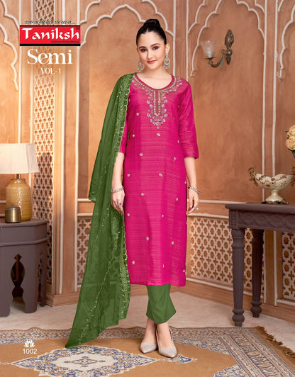 Semi Vol 1 Taniksh Vertican Readymade Pant Style Suits Wholesaler Ahmedabad