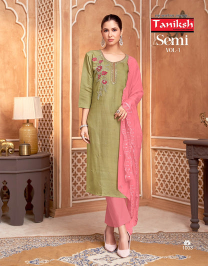 Semi Vol 1 Taniksh Vertican Readymade Pant Style Suits Wholesaler Ahmedabad