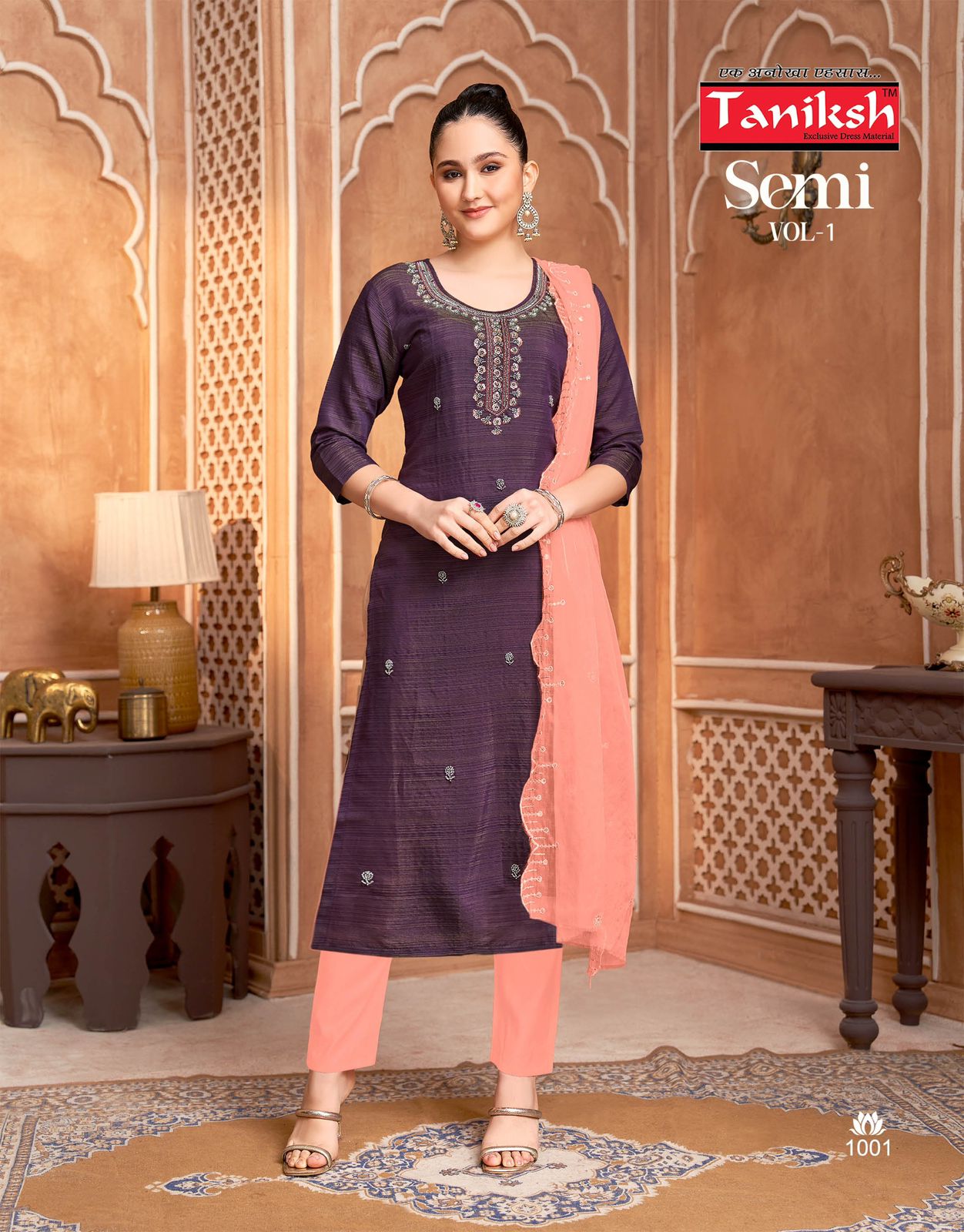 Semi Vol 1 Taniksh Vertican Readymade Pant Style Suits Wholesaler Ahmedabad