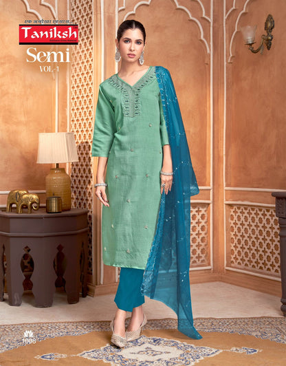 Semi Vol 1 Taniksh Vertican Readymade Pant Style Suits Wholesaler Ahmedabad