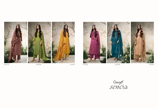 Sencia Ganga Cotton Silk Plazzo Style Suits Wholesale Rate