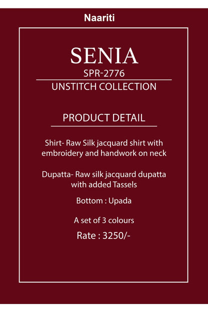 Senia 2776 Naariti Raw Silk Pant Style Suits Supplier India