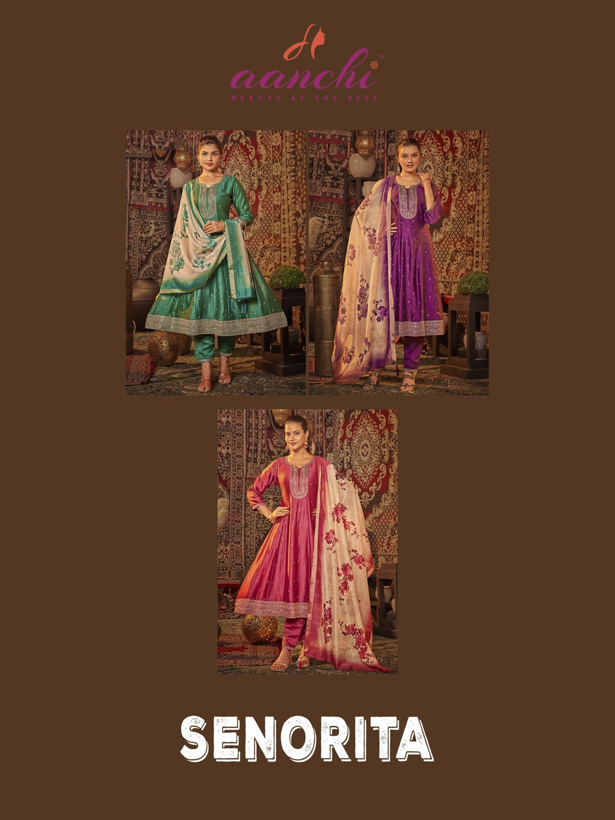 Senorita Aanchi Vichitra Silk Readymade Anarkali Suits Exporter Ahmedabad