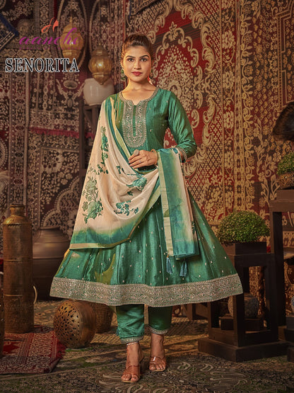 Senorita Aanchi Vichitra Silk Readymade Anarkali Suits Exporter Ahmedabad