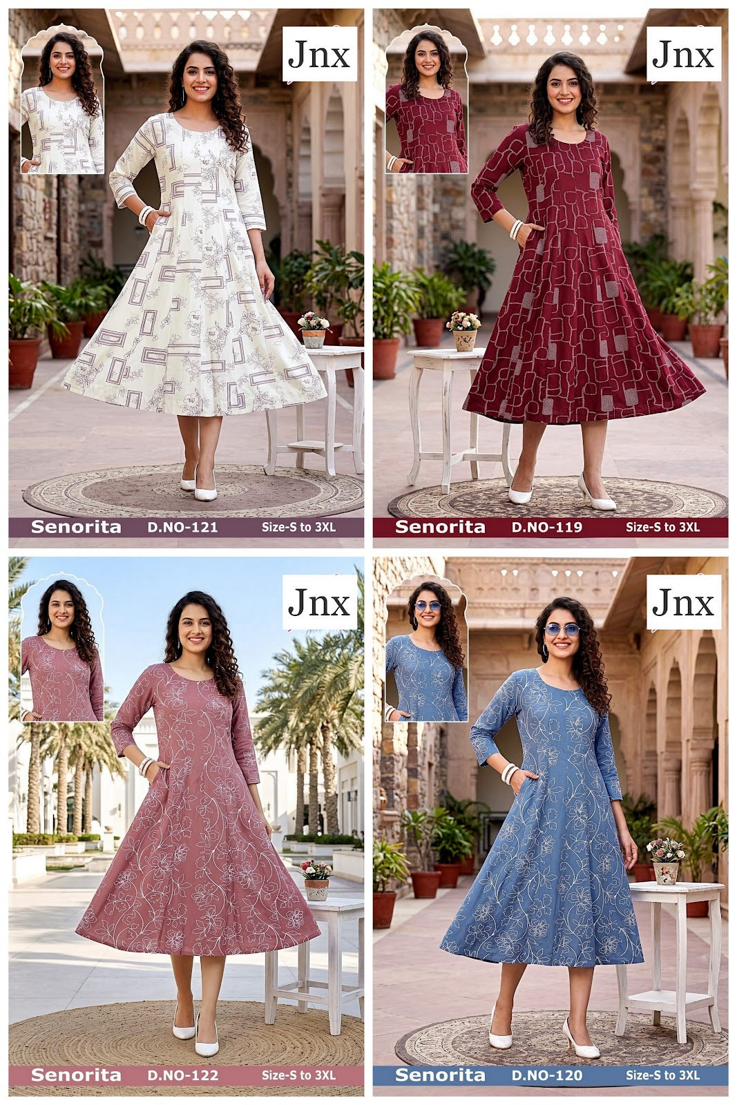 Senorita Jnx Rayon 22Kg A-Line Kurti Exporter Ahmedabad
