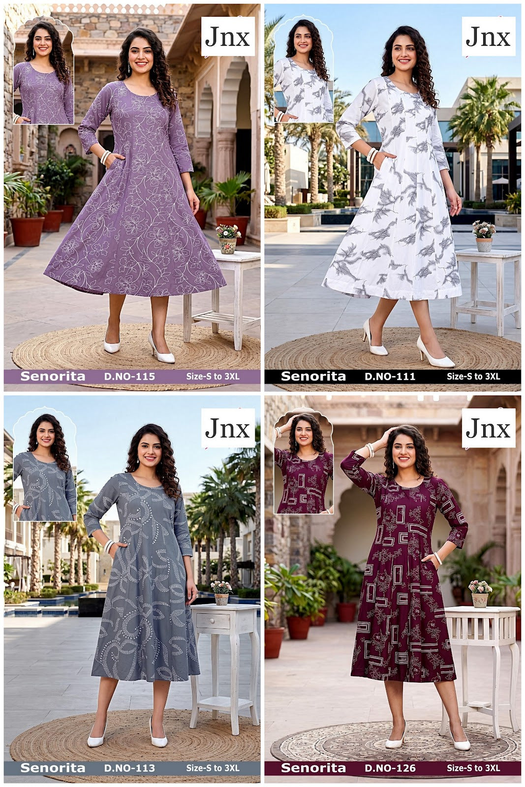 Senorita Jnx Rayon 22Kg A-Line Kurti Exporter Ahmedabad