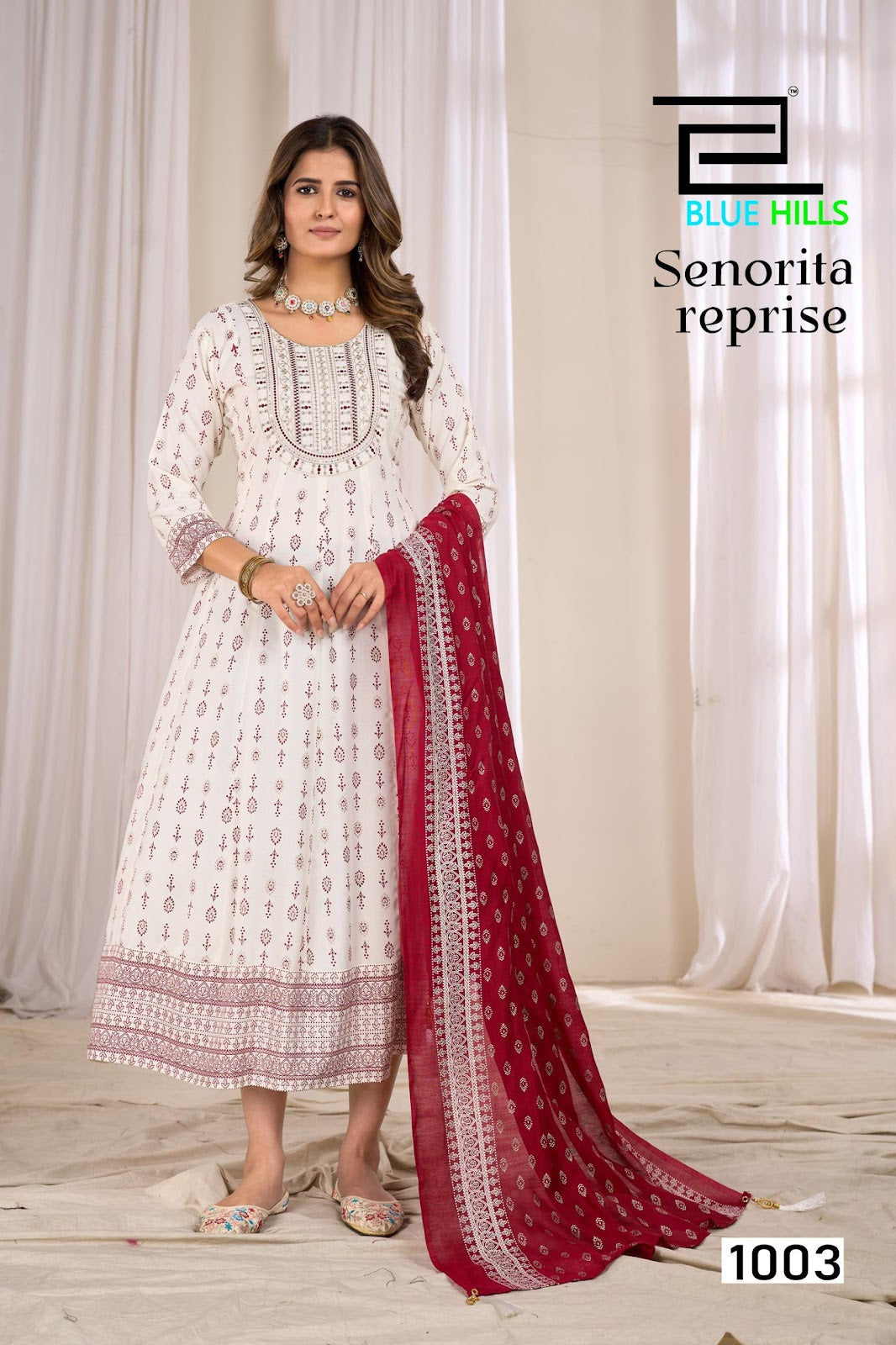 Senorita Reprise Blue Hills Rayon 14Kg Kurti Dupatta Set Supplier