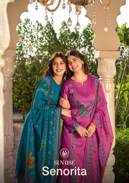 Senorita Sunrise Jam Satin Pant Style Suits Wholesaler