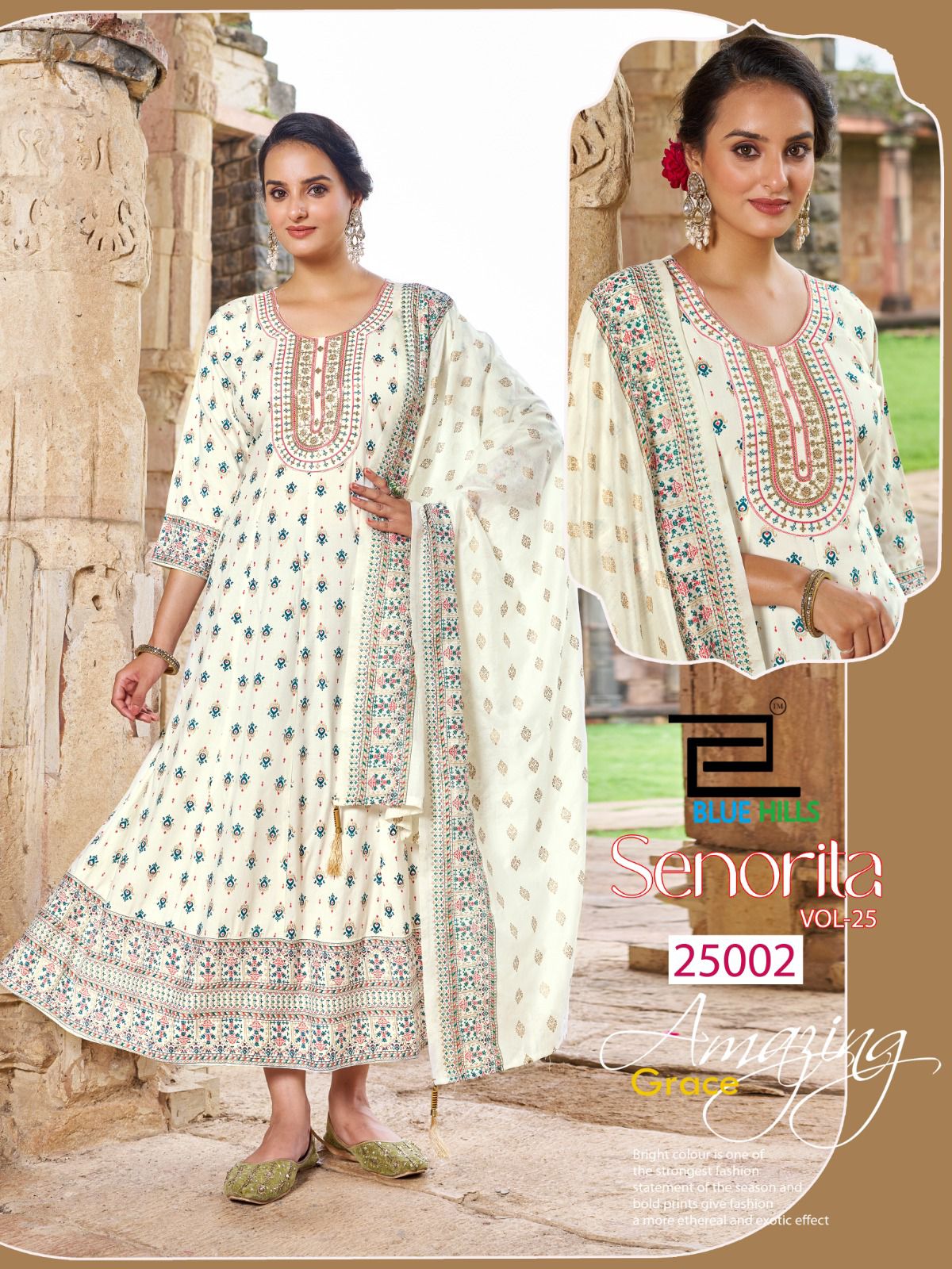 Senorita Vol 25 Blue Hills Rayon 14Kg Kurti Dupatta Set Wholesaler India
