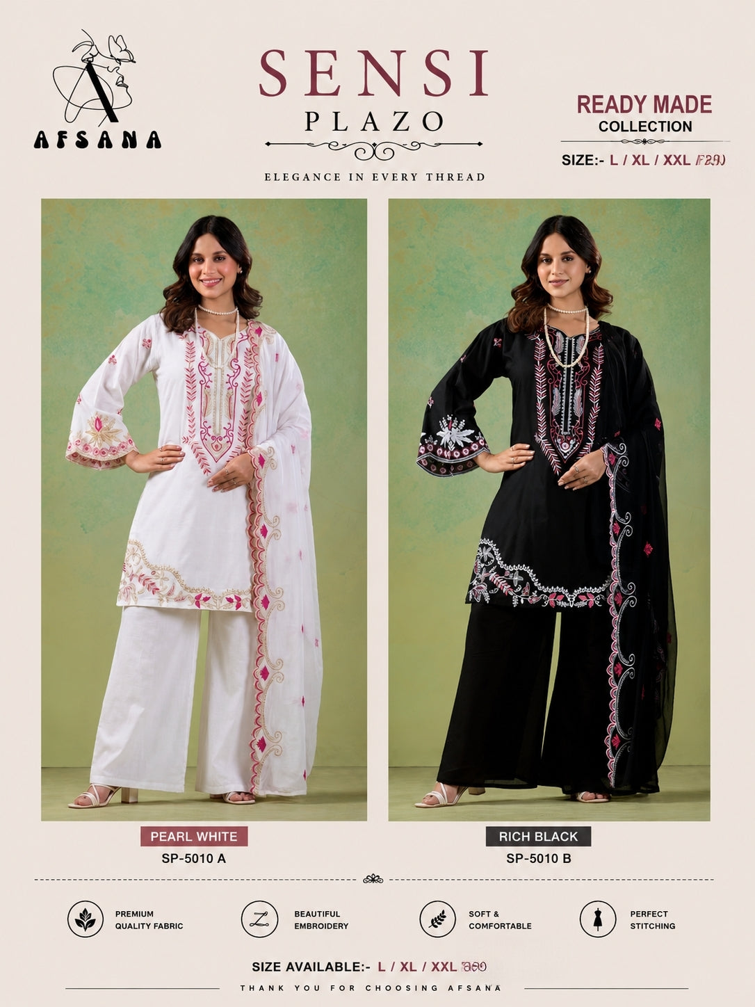 Sensi Afsana Berlin Readymade Plazzo Style Suits Manufacturer Ahmedabad
