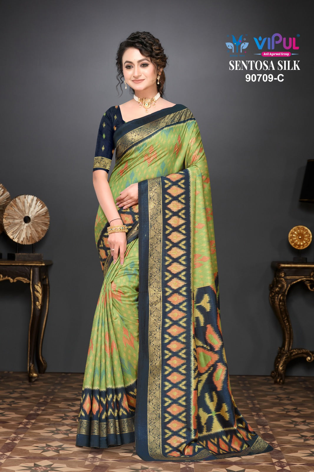 Sentosa Silk 90709 Vipul Soft Silk Sarees Wholesale Rate