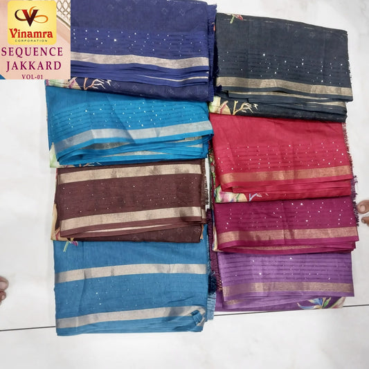 Sequence Jakkard Vol 1 Vinamra Cotton Sarees Exporter Gujarat