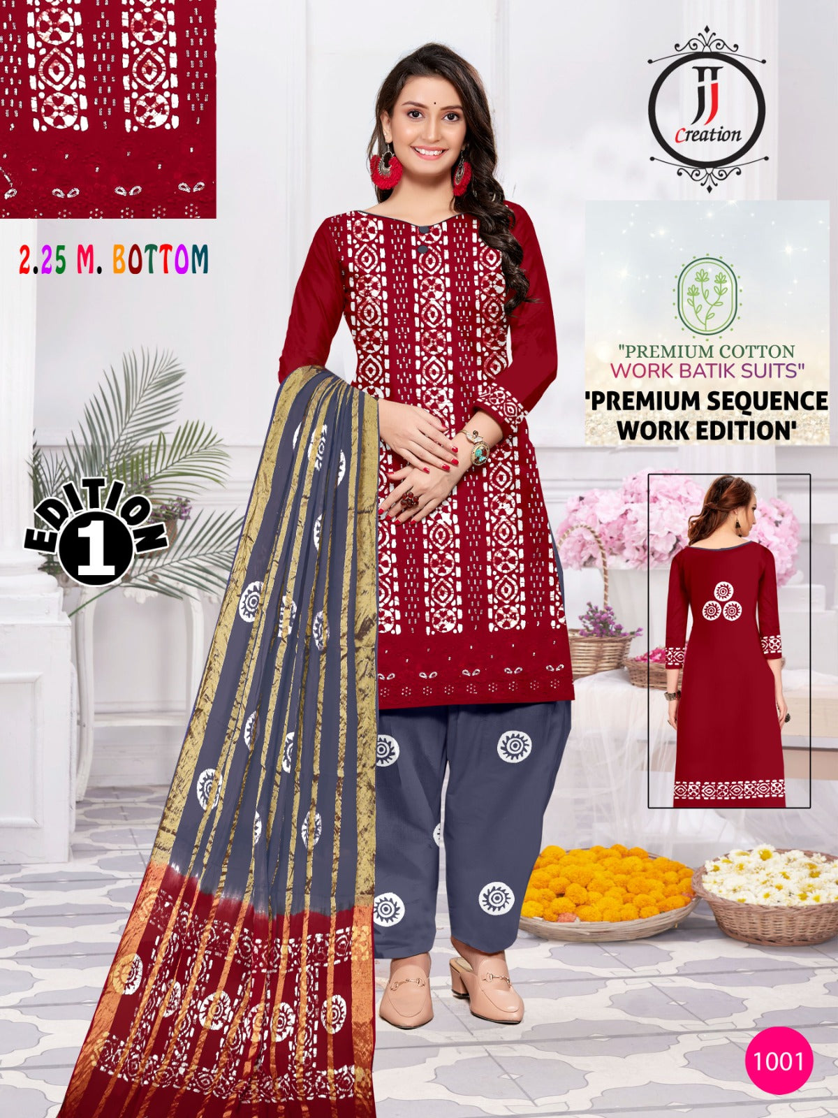 Sequence Work Edition 1 Jj Cambric Cotton Dress Material Supplier Gujarat