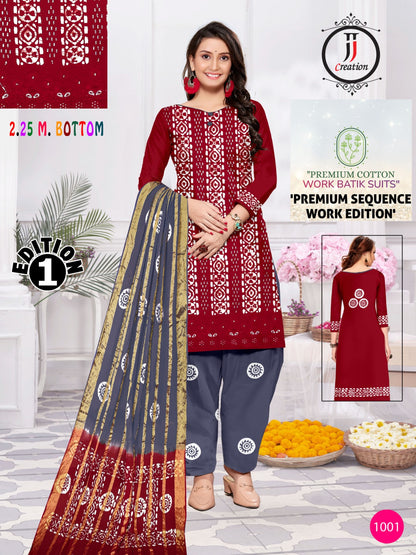 Sequence Work Edition 1 Jj Cambric Cotton Dress Material Supplier Gujarat