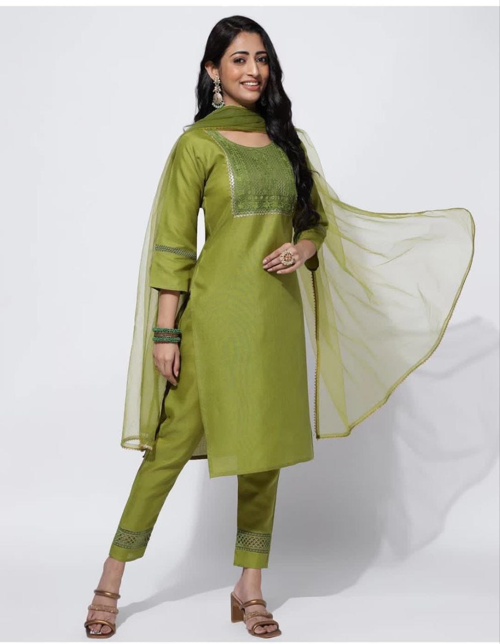 Sequence Work Stkri Cotton Readymade Pant Style Suits Wholesale Rate