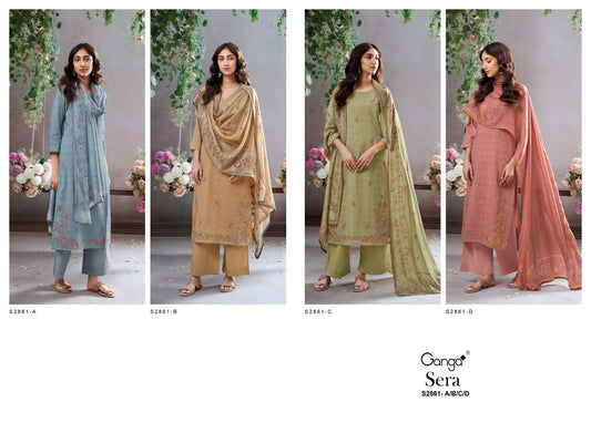 Sera 2861 Ganga Cotton Linen Pant Style Suits Exporter India
