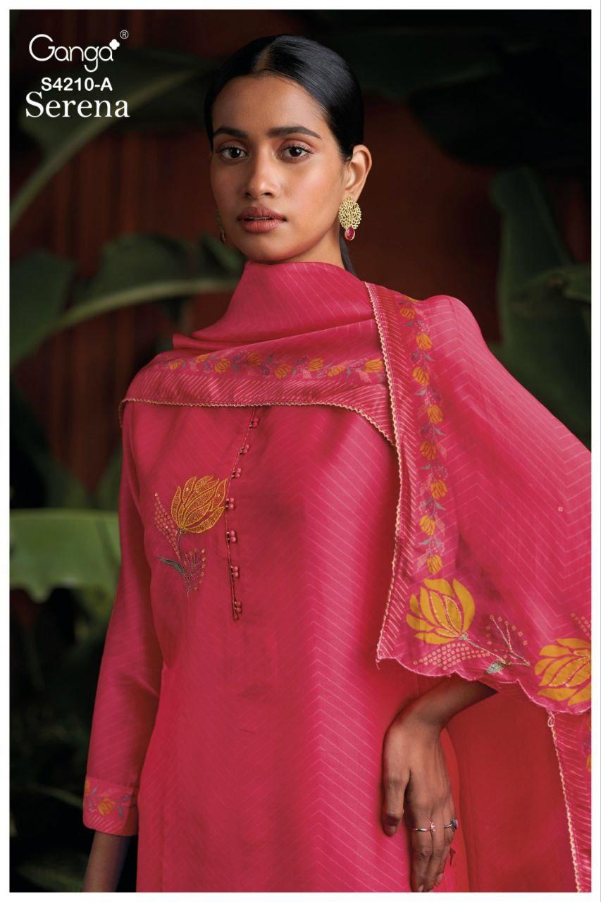 Serena 4210 Ganga Bemberg Silk Plazzo Style Suits Exporter Ahmedabad