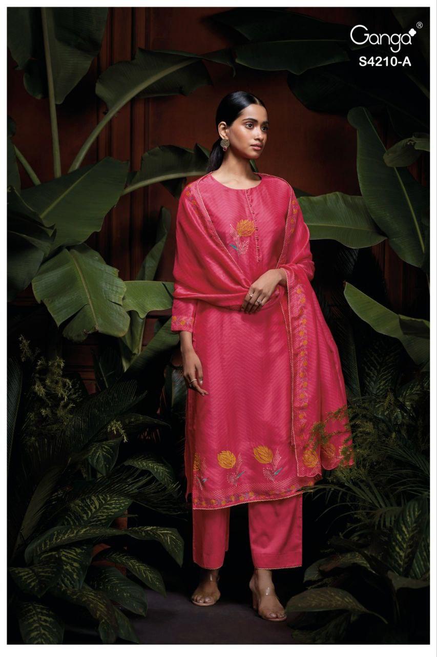 Serena 4210 Ganga Bemberg Silk Plazzo Style Suits Exporter Ahmedabad