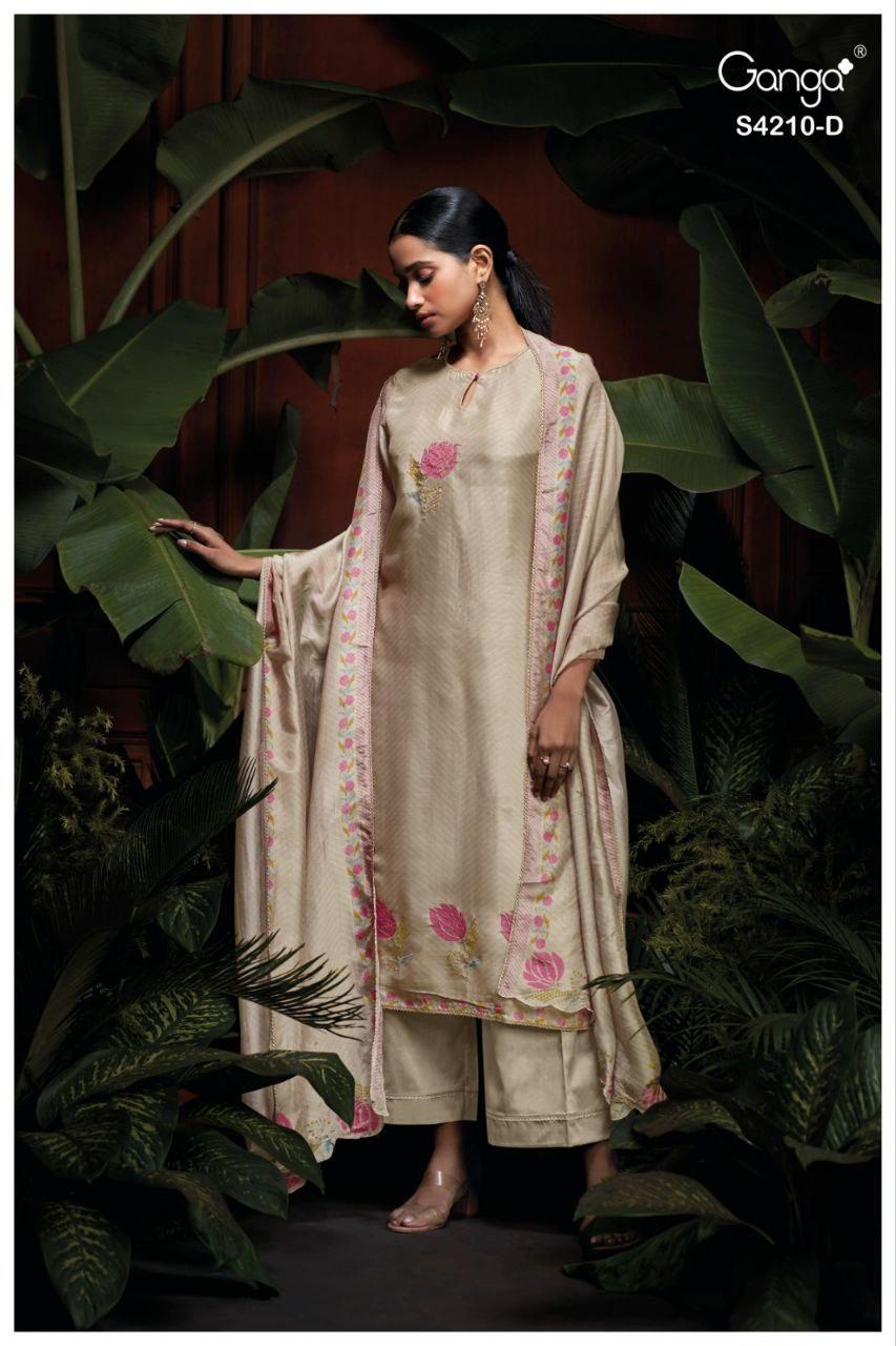 Serena 4210 Ganga Bemberg Silk Plazzo Style Suits Exporter Ahmedabad