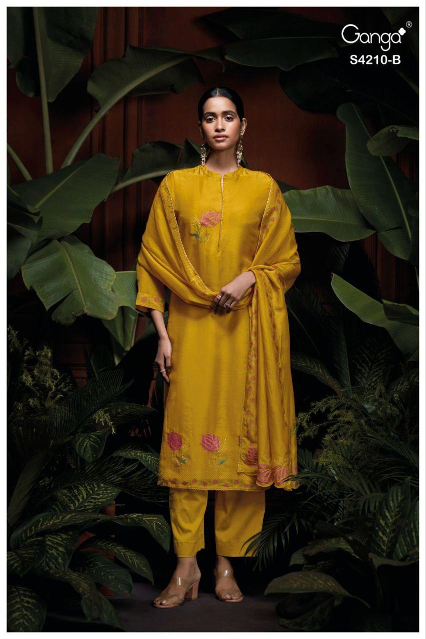 Serena 4210 Ganga Bemberg Silk Plazzo Style Suits Exporter Ahmedabad