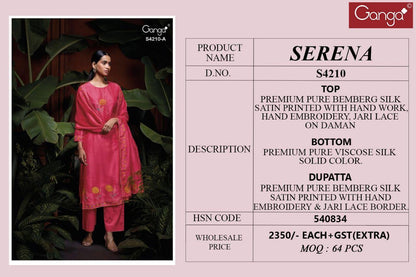 Serena 4210 Ganga Bemberg Silk Plazzo Style Suits Exporter Ahmedabad
