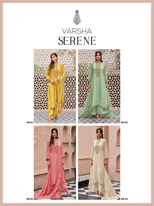 Serene Varsha Fashions Chinon Chiffon Pant Style Suits Wholesale Price