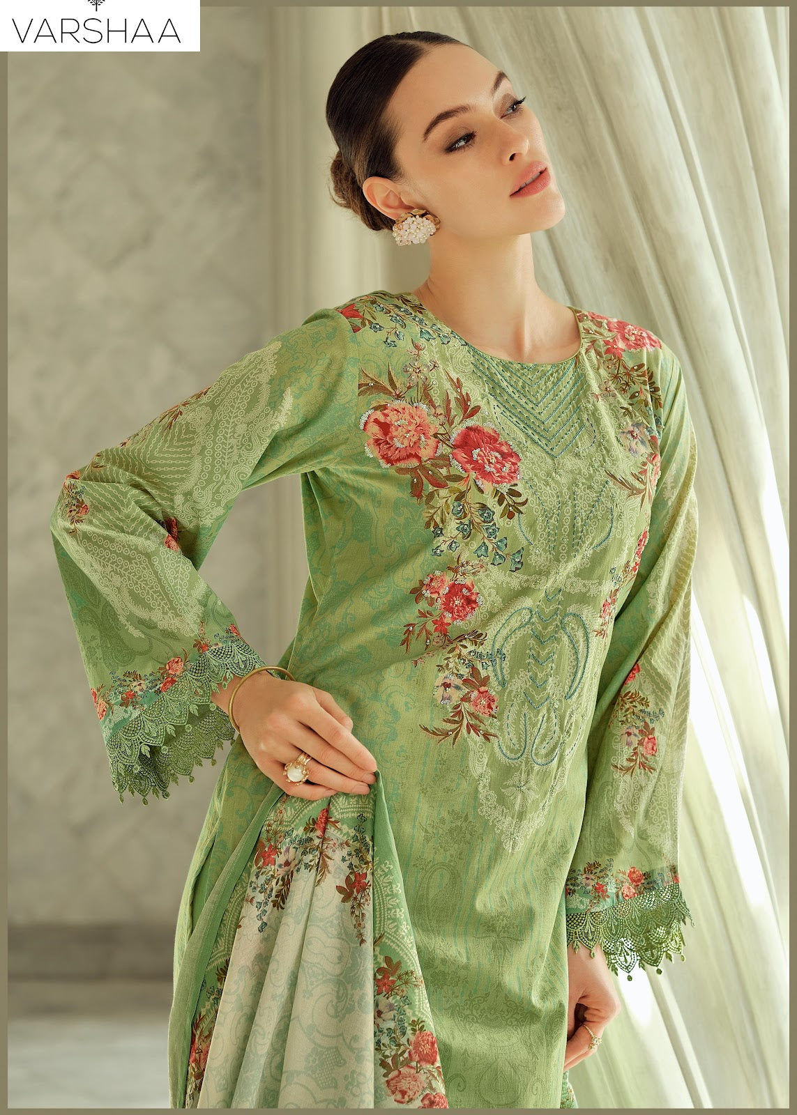 Serenity Varsha Fashions Cotton Pant Style Suits Supplier Ahmedabad