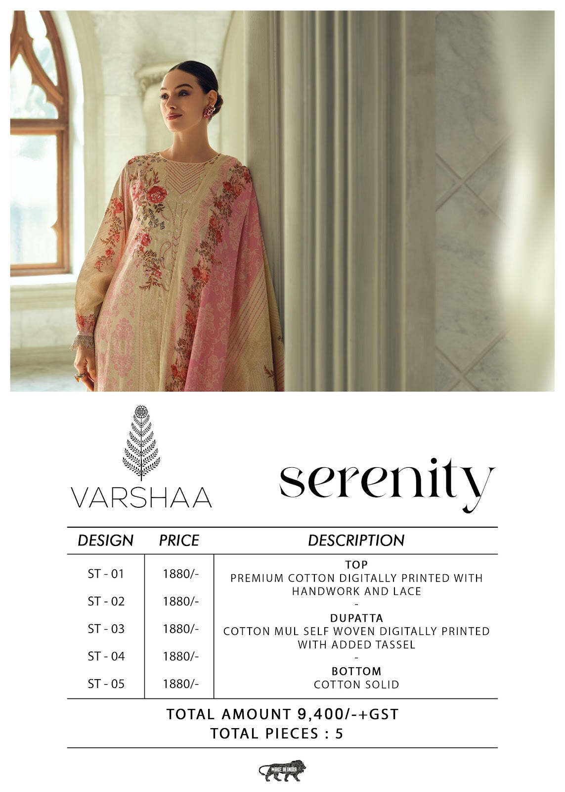 Serenity Varsha Fashions Cotton Pant Style Suits Supplier Ahmedabad
