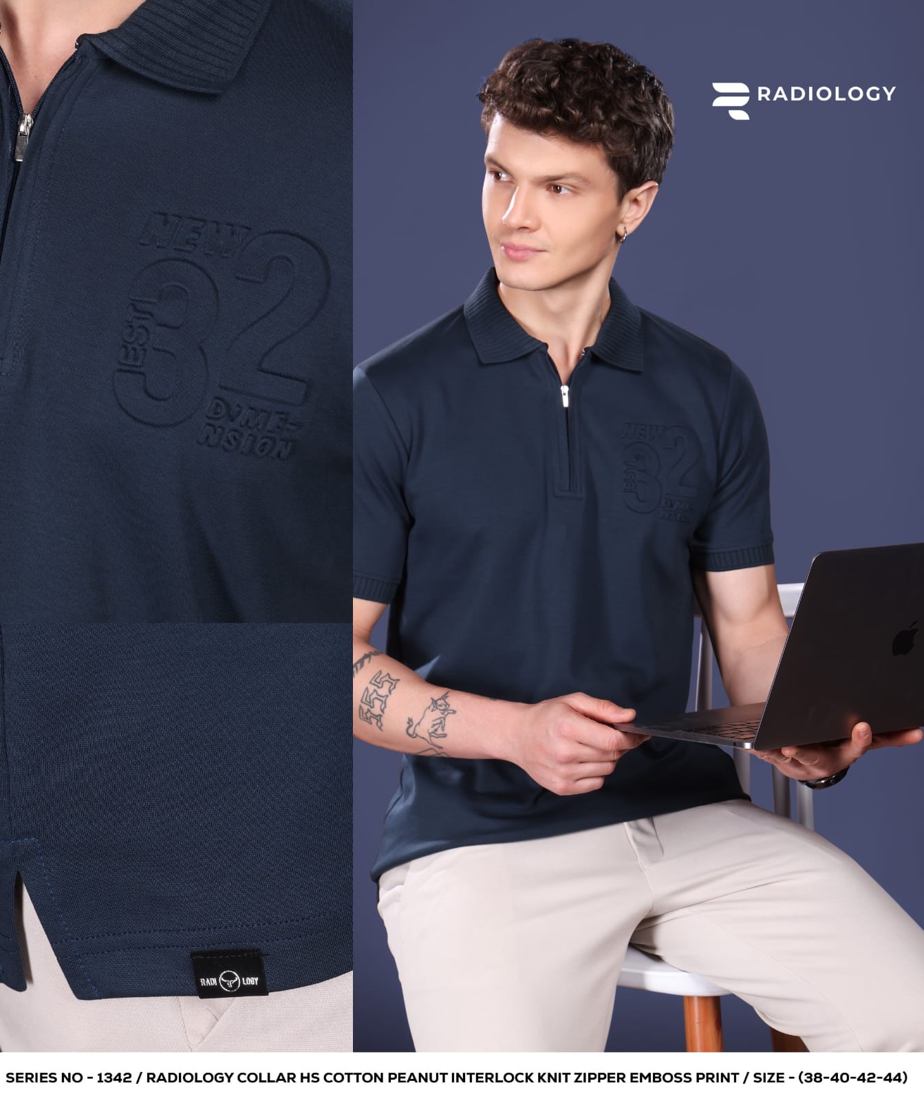 Series 1342 Collar Zip Radiology Cotton Mens Tshirts Wholesaler Gujarat
