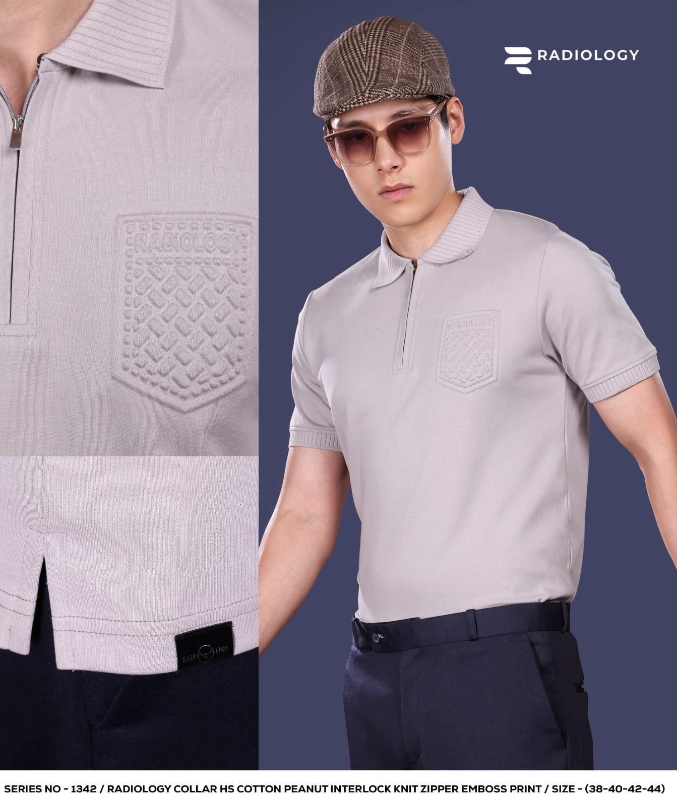 Series 1342 Collar Zip Radiology Cotton Mens Tshirts Wholesaler Gujarat