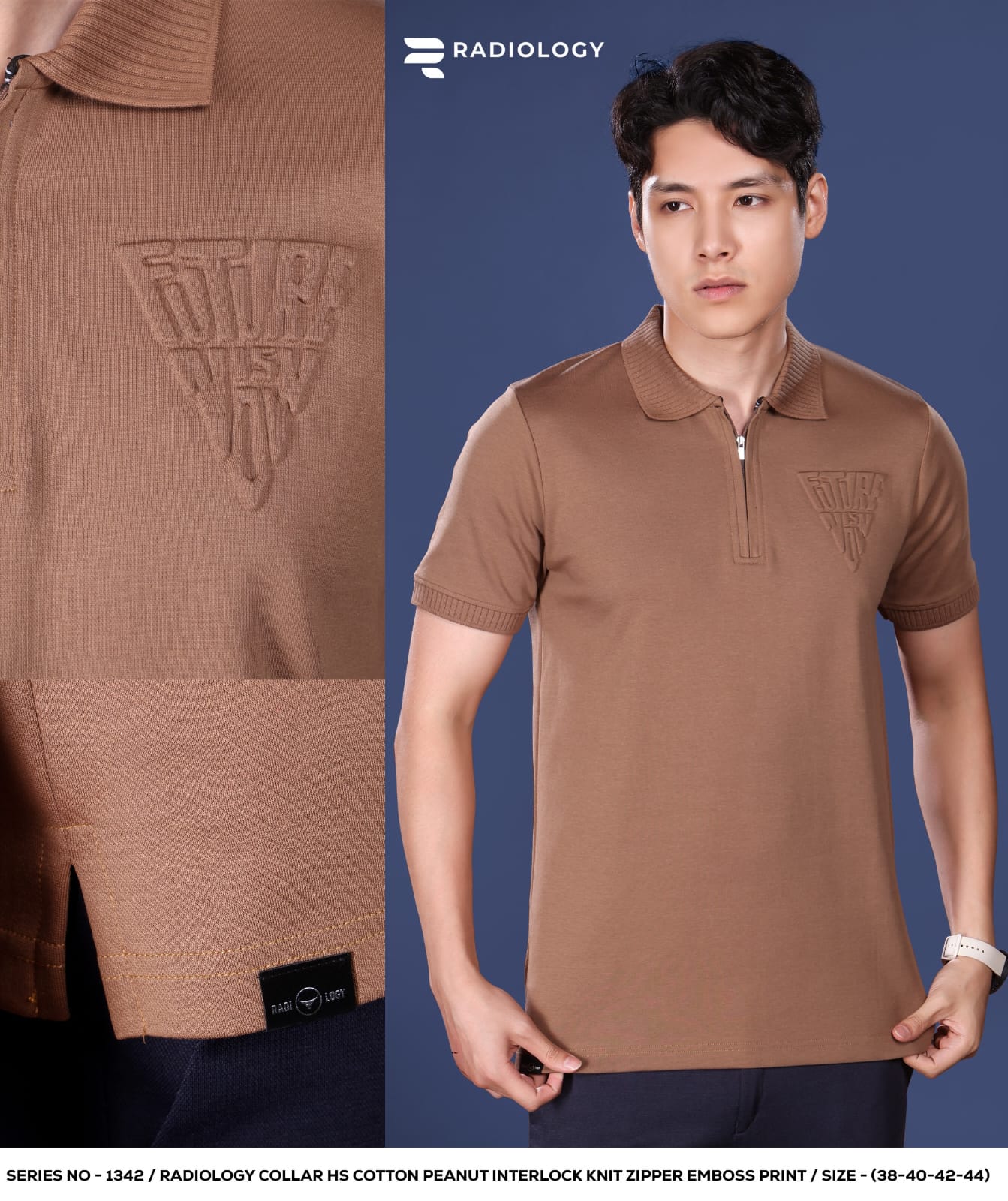 Series 1342 Collar Zip Radiology Cotton Mens Tshirts Wholesaler Gujarat