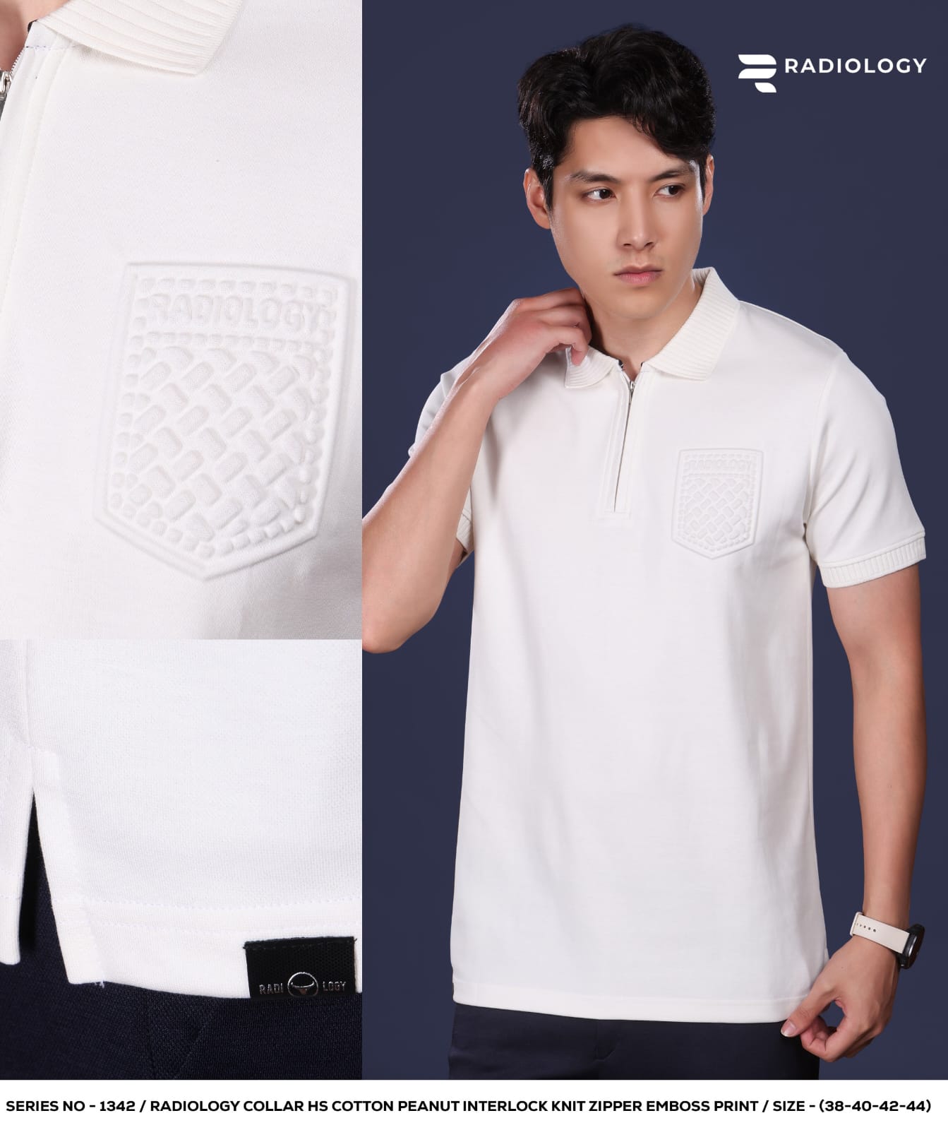 Series 1342 Collar Zip Radiology Cotton Mens Tshirts Wholesaler Gujarat