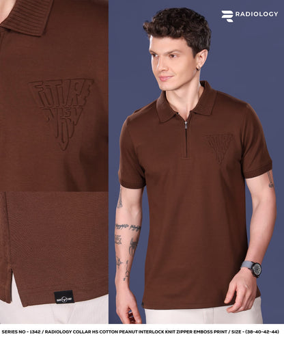 Series 1342 Collar Zip Radiology Cotton Mens Tshirts Wholesaler Gujarat