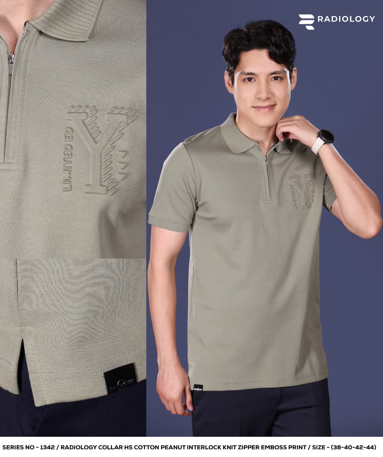 Series 1342 Collar Zip Radiology Cotton Mens Tshirts Wholesaler Gujarat