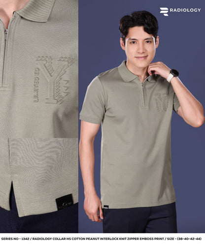 Series 1342 Collar Zip Radiology Cotton Mens Tshirts Wholesaler Gujarat