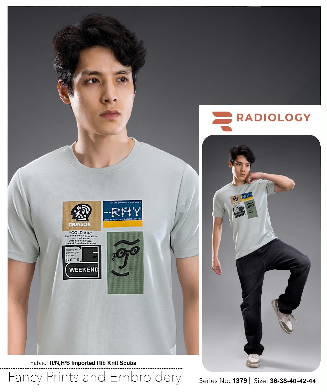 Series 1379 Rib Radiology Imported Mens Tshirts Manufacturer India