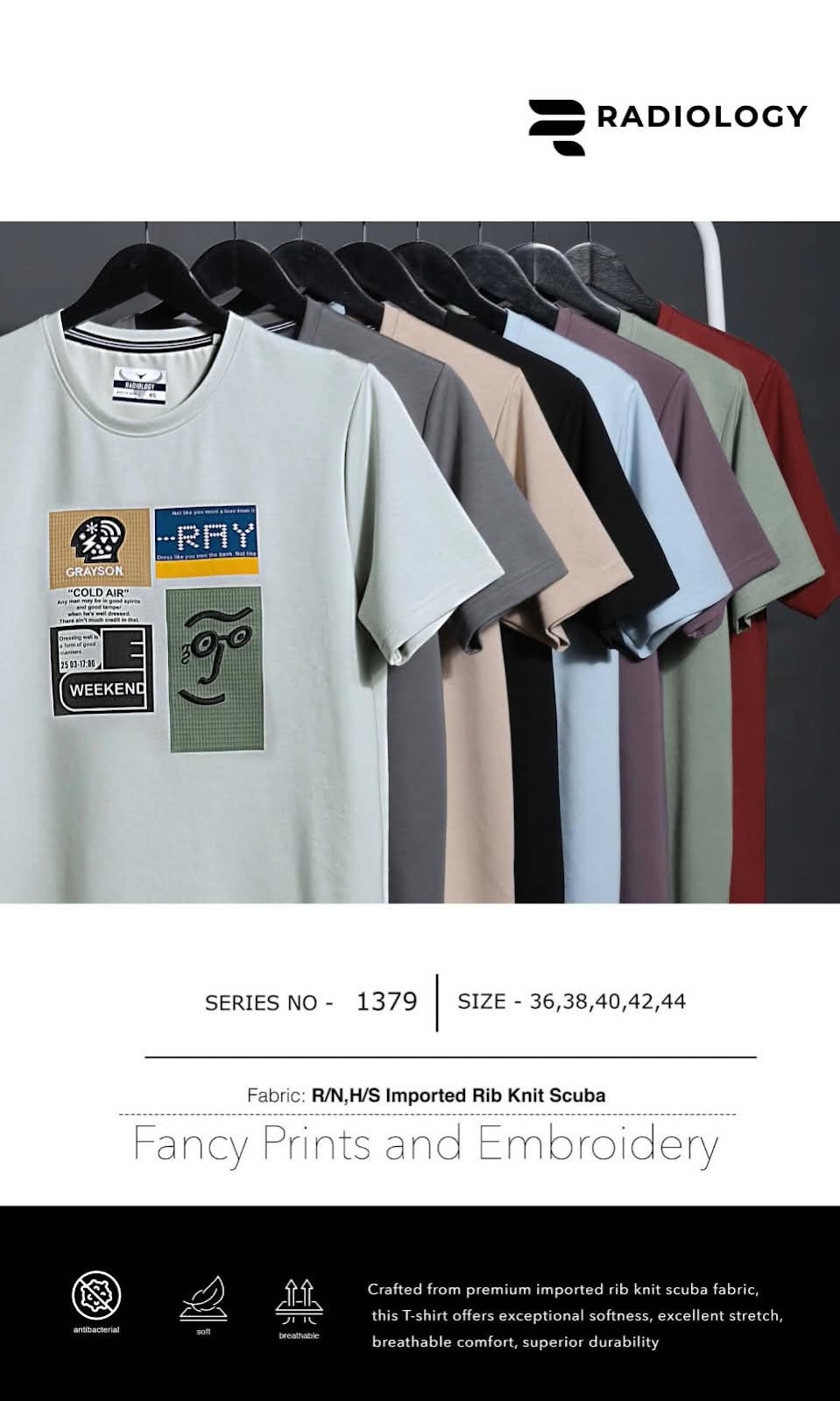 Series 1379 Rib Radiology Imported Mens Tshirts Manufacturer India