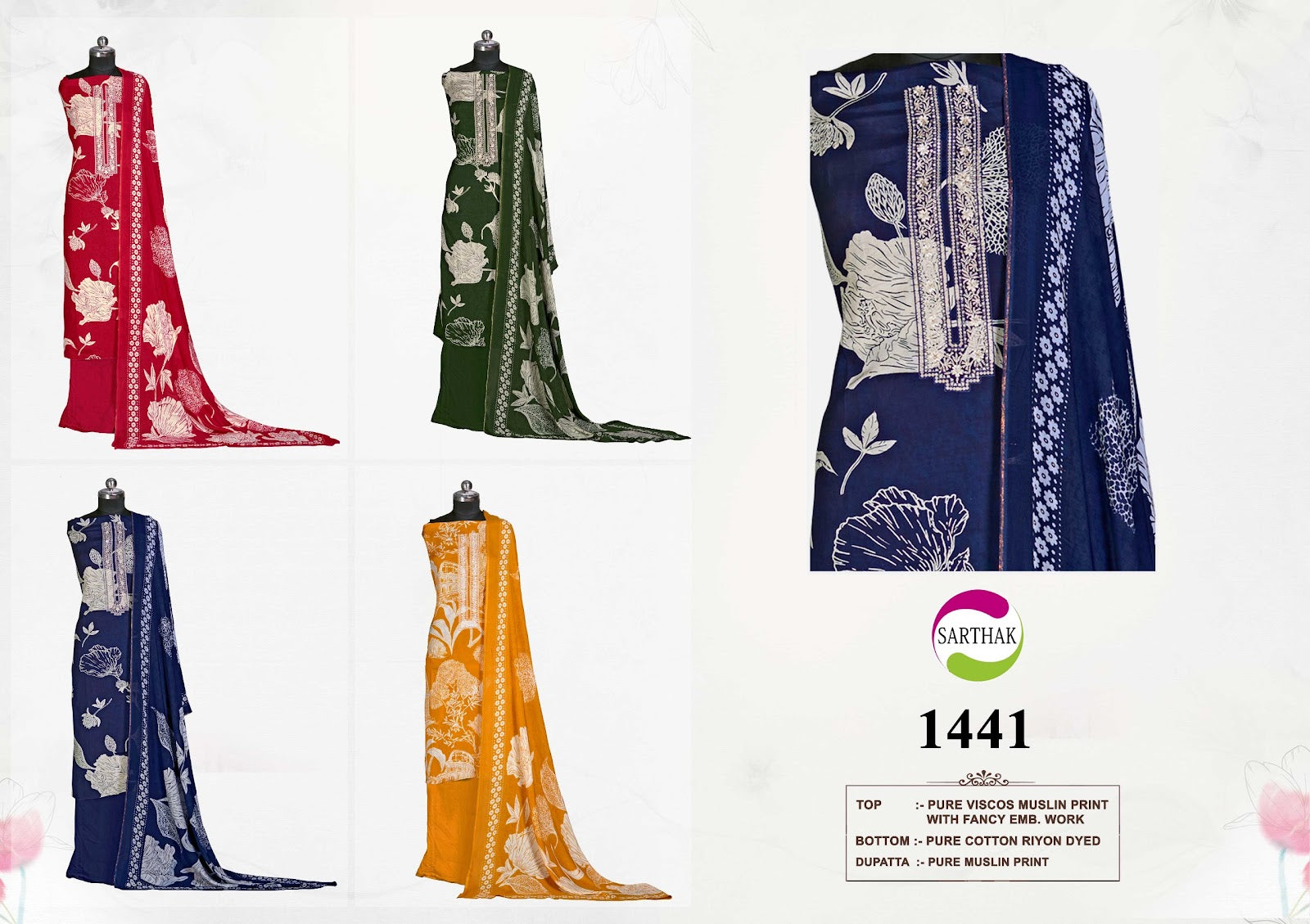 Series 14-15 Sarthak Prints Muslin Salwar Suits Manufacturer