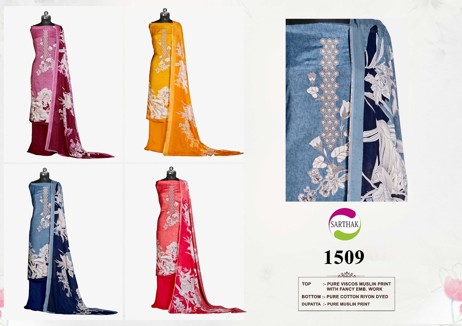 Series 14-15 Sarthak Prints Muslin Salwar Suits Manufacturer