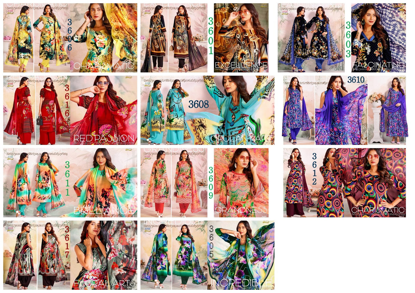 Series 3600 Vaishali Fashions Pure Crape Pant Style Suits Manufacturer India