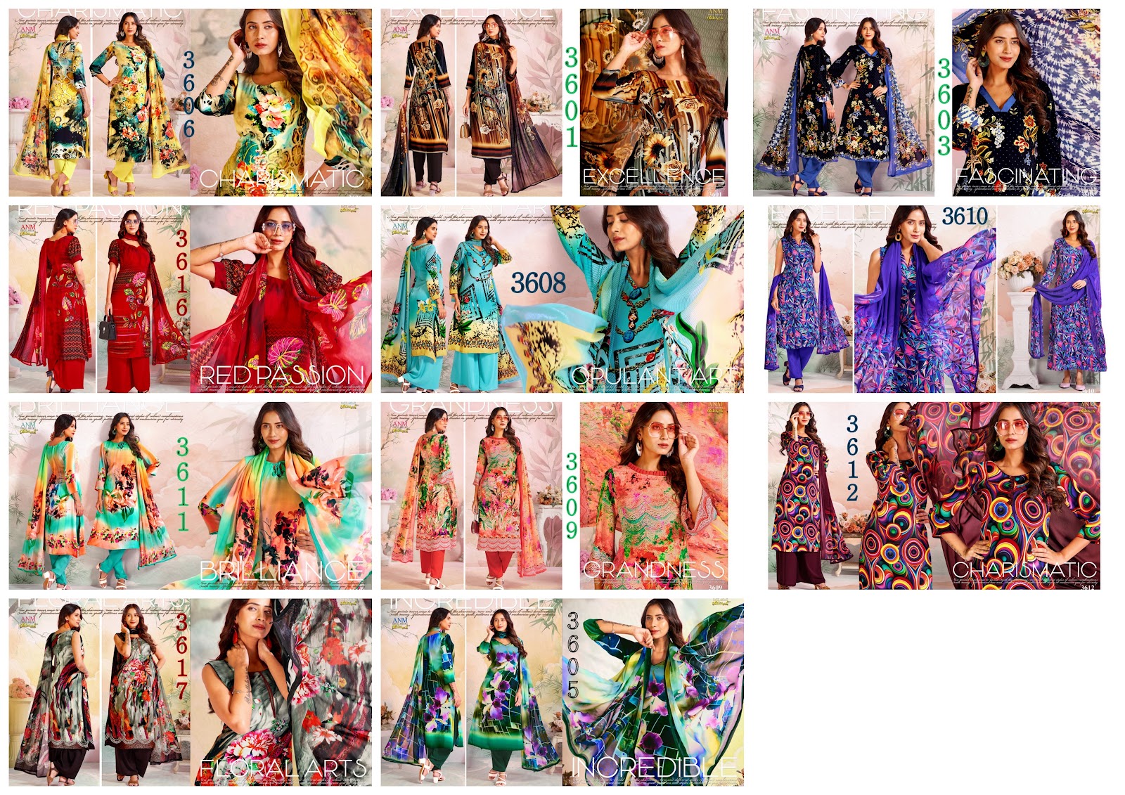 Series 3600 Vaishali Fashions Pure Crape Pant Style Suits Manufacturer India