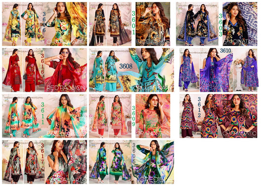 Series 3600 Vaishali Fashions Pure Crape Pant Style Suits Manufacturer India