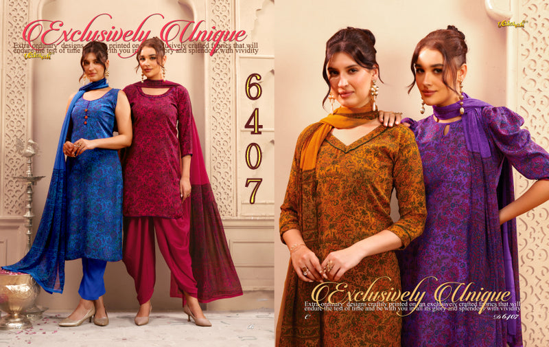 Series 6400 Vaishali Fashions Crape Pant Style Suits Exporter Gujarat