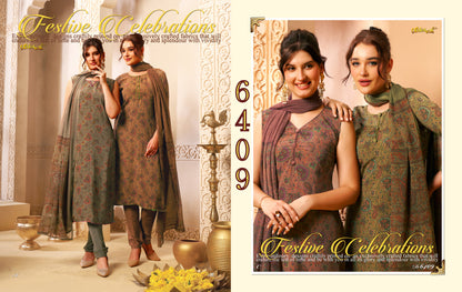 Series 6400 Vaishali Fashions Crape Pant Style Suits Exporter Gujarat