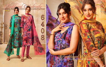 Series 6400 Vaishali Fashions Crape Pant Style Suits Exporter Gujarat