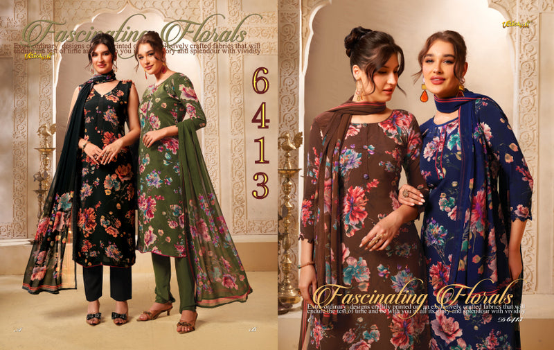 Series 6400 Vaishali Fashions Crape Pant Style Suits Exporter Gujarat