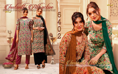 Series 6400 Vaishali Fashions Crape Pant Style Suits Exporter Gujarat