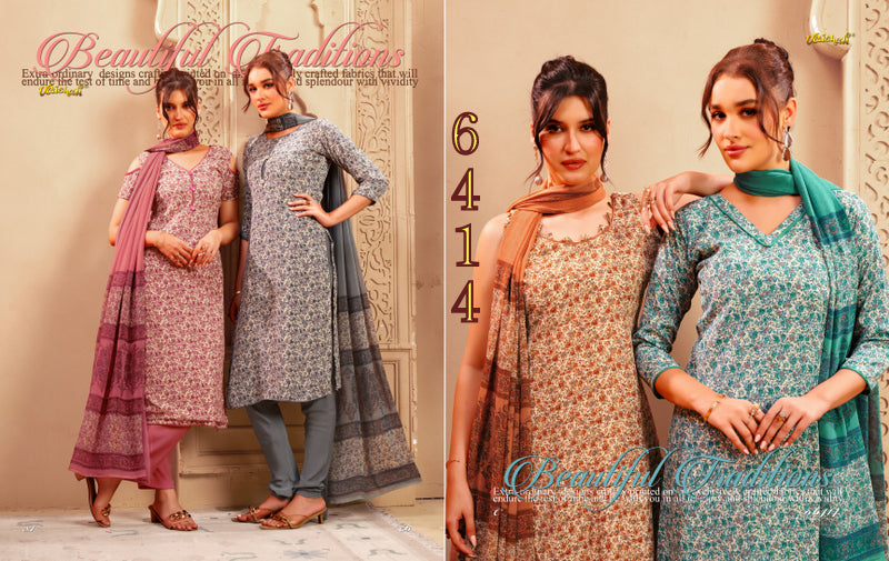 Series 6400 Vaishali Fashions Crape Pant Style Suits Exporter Gujarat